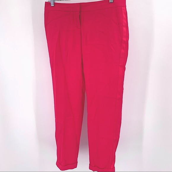 Balmain Pants - Balmain Hot Pink Tuxedo Stripe Cuffed Pants